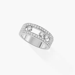 Band Rings الأصلي S925 S925 Mens and Womens Three Diamond Ring Ring Diamond Slider Messica Open View View More J240410