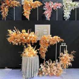 Silk Artificial Flowers Wedding Supplies Floral Arrangement äktenskap Stage Road Blomma Row Home Backdrop Wall Decor Autumn