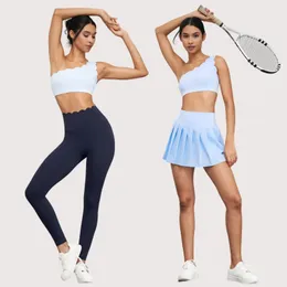 123pcs Lycra Egzersiz Setleri Kadın Sakız Gym Spor Giyim Şok geçirmez Spor Sütyen Yüksek Bel Yoga Pantolon Spor Salonu Tayt Tenis Etek 240409