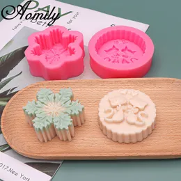 Amoliy Round Snowflake Cat Shape Handmade Soap Silicone Mold DIY Soap Making Supplies Mould Bake Cake Decorating Chocolate Mold