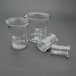 1Set (5/10/25/50 مل) مختبر Boro Glass Beaker مختبر قياس كوب زجاجي واضحة قياس حاويات الطب