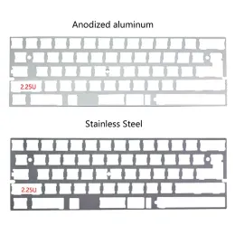 Teclados 2.25U Placa de liga de alumínio de mudança esquerda 60% Dz60 Placa para teclado mecânico DIY Placa de aço inoxidável GH60