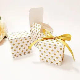 새로운 도착 골드 실버 스타 줄무늬 선물 상자 포장을위한 사탕 크래커 쿠키 상자 결혼식 이벤트 파티 용품 20/50pcs