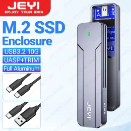 エンクロージャーJEYI M.2 NVME SATA SSDエンクロージャー、USB 3.2 GEN 2 10GBPSまたは6GBPS NGFF MKEY BKEY外部アルミニウムM.2ケースサポートトリムUASP