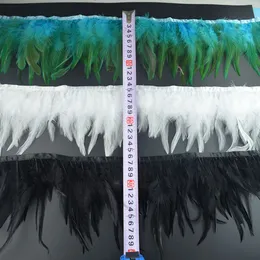 Sale 10 Yards / lot Dark Green feather Trims, 3-4inch 8-15cm, natural color rooster feathers DIY chicken Fringes jewelry plume