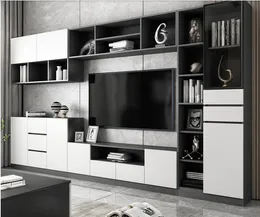 Nordic TV cabinet background wall integrated living room multifunctional combined wall cabinet bookcase locker furniture TV cabi