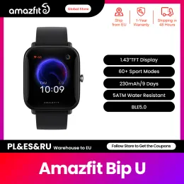 يشاهد الإصدار العالمي الأصلي Amazfit Bip U Litness Track Smartwatch 5ATM مقاوم للماء مراقبة النوم لنظام Android iOS