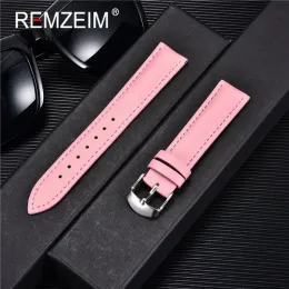 Hochwertige weiche Frauen Uhrengurt 14 mm 16 mm 18 mm 20 mm 22 mm echtes Leder braun rot rosa schwarz lila Uhrenband + Werkzeug