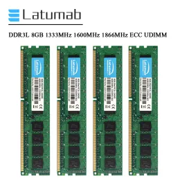 Rams Latumab Memoria RAM DDR3L 8GB 16GB 32GB 1333 1600 1866 MHz Memória da estação de trabalho 240pin ECC UDimm PC3L12800E 1.35V RAM não sofrida RAM