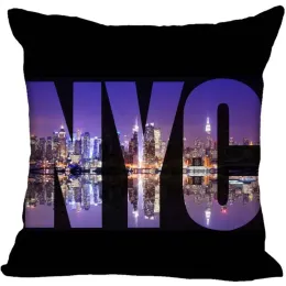 مخصصة Custom New York City Square Pillowcase Case Sheippered Pillow Cover 45 × 45 سم (جانب واحد)