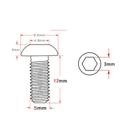 Liga de titânio M5x12mm Ti para parafusos de suporte para garrafas de garrafas de bicicleta MTB Mountain Road Bike Cycling Bike Gage Rack parafusos