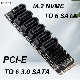 Kartlar NVME'den SATA Genişletme Kartı M.2 - SATA Adaptör M2 Konnektörü Dahili SSD SATA 3 bağlantı noktası çarpanı NGFF M tuşuna SATA3 Denetleyicisi
