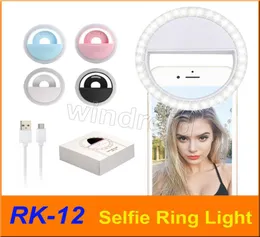 RK12 RK12 충전식 유니버설 LED 셀카 라이트 링 라이트 플래시 램프 셀프 링크 조명 카메라 포지 모든 전화기 Che8960635