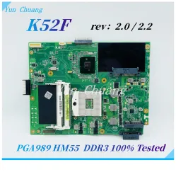 Motherboard 60NXNMB1000 K52F REV:2.0/2.2 Mainboard For ASUS A52F X52F K52F Laptop Motherboard PGA989 HM55 Integrated DDR3 100% Tested