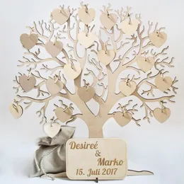 Casamento desejando árvore grande livro de convidados de madeira alternativo 3d Único livro de visitas sinais de casamento nomes gravados artes em moldura lembrança