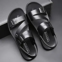Sandały Sandały skórzane buty letnie buty płaskie plażę czarny 240409