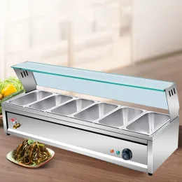 Dağıtıcılar büfe gıda ısıtıcı paslanmaz çelik 312 tava cam kalkan ile ticari tezgah bain marie elektrikli vapur ocak