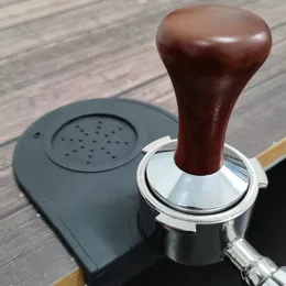 51mm 53mm 58mm kaffessamlare trähandtag barista espresso maker kvarter handgjorda kaffesilikonmatta tillbehör