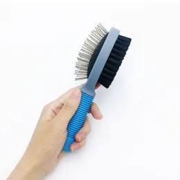 Bonzerpet Pet double Sides Brush Dog Cat Massage Handle Comb removal Soft Brush Pet Faces Fur Grooming Clean Tool Puppy 2サイズ