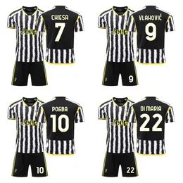 Soccer Jerseys 24 Juventus Home Football Jersey Hovic 9 Di Maria 22 Training Match Team Kit Print