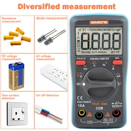 QHTITEC UM16 Digital Multimeter LCD Display Auto Rang AC/DC -Spannung Portable genaue Anzeige Multimetro mit USB -Drähten Tester