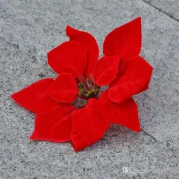 Kırmızı 100p Dia 20cm 7 87 Yapay Simülasyon İpek Poinsettia Noel Çiçek Dekoratif Çiçekler278r