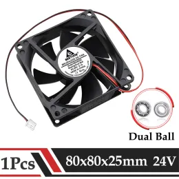 Chłodzenie Gdstime 1 kawałek DC 24 V Dual Ball 80 mm x 25 mm 8cm 2pin Waszynka Wentylatora chłodzenia 80*80*25 mm 8025 PC Silnik bezszczotkowy chłodnica silnika