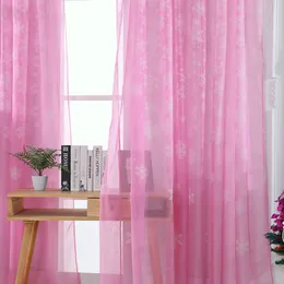 Hot Sale Snowflake Cortina Tulle Window Treatment Voile Drape Valance Curtes de tule de jogo para quarto decoração da sala de estar