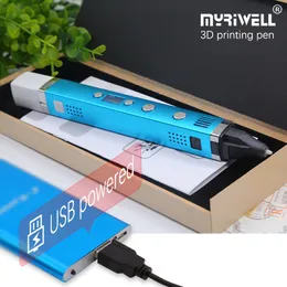 Myriwell 3D Pen RP100C +PLA 1,75 мм филаментовые 3D -печать Metal Shell USB Power Compatible ABS PCL PLA 3 режимы