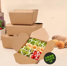 100 pezzi/lotto Kraft Square Paper Box per pranzo usa e getta pacchetto da cibo da takeaway Kraft Paper Box per feste per matrimoni a prova di olio