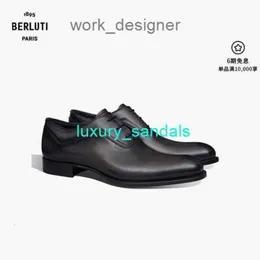 Berluti Mens Dress Sapatos de couro Oxfords Sapatos Berluti 23 Autumn/Inverno Novo Profil Leather Oxford Sapatos preto cinza 050/39 HBPL R8MA