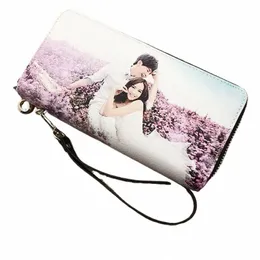 Doppelte Reißverschluss Hochkapazität Brieftasche verfahrens Foto Frauen Männer DIY Custom Bilder Geschenk für ihre Hochzeit Brautjungfer Bräutigam M1IG#