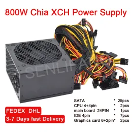 Supplies hdd SSD mining Miner PSU NEW ATX 800W chia XCH Power Supply 25 hard disk SATA interfaces Support 2 CPUs 2 Graphics card