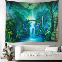 Fantasy Landschaft Wandteppich Psychedelic Forest Home Decor Art Wall Hanging Boho ästhetische Zimmer Dekor Home Yogamatten Matratze