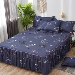 3Pcs Romantic Bed Skirt Pillowcase Optional Bedding Sanding Twill Soft Bedspread King Queen Size Double Layer Bed Skirt