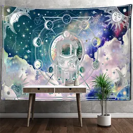 Vit astronaut tapestry vägg hängande hippie tapiz trolldom psykedelisk mystisk universum starry sovsal dekor