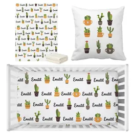 Lvyziho stachelige Birne Kaktus -Krippen -Bettwettset, benutzerdefinierter Name Baby Bettwäsche Set, Babyparty Geschenkbettwäscheset Set