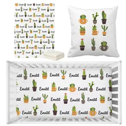 LVYZIHO PROCTLY PEAR CARCUS CRIB BEDDING SET, 사용자 정의 이름 베이비 침구 세트, 베이비 샤워 선물 침구 세트