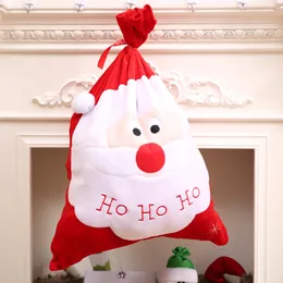Suportes de meias de Papai Noel, bolsa vermelha de Natal, monocromático, presente de doces, decoração de aniversário, atacado, FG427, lote de 2pcs