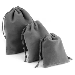 10 pezzi di sacchetti regalo in velluto grigio full size sacchetti di imballaggio di gioielleria per matrimoni
