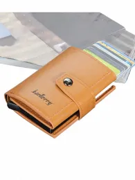 2023 New Trendy Fi Metal Aluminum Shell BAELLERRY Auto Spring Card Buckle RFID Card Holder for Men g18r#