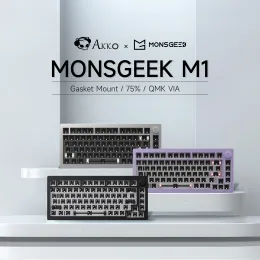 Tillbehör Akko Monsgeek M1 DIY Kit 75% RGB HOTSWAP Barebone ANSI/ISO Version Mekaniskt tangentbord CNC Metal med packningsmonteringsstruktur