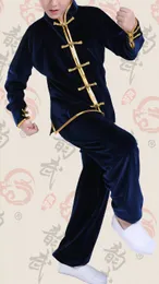 Unisex 4Color schwarz/blau/rot Herbst/Winter Kinder Tai Chi Anzüge Pleuche Kung Fu Uniformen Kinder Kampfkunst Kleidung Sets