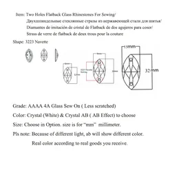 Crystal Castle 4A 3223 Navette Clear White ab Strass Stone Horse Eyes Gemstones Glass Rishonestons for clothing 4ason3223