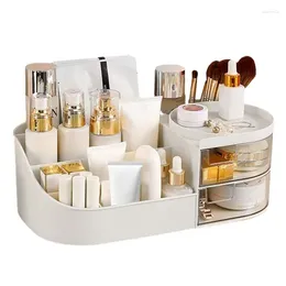 Aufbewahrungsboxen Kosmetische Display -Hülle Großkapazität Makeup Organizer Staubdes Hautpflege -Schminktisch Desktop -Behälter für Wohnzimmer