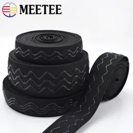 Meetee 2m/5m/10m 2-4cm sem deslizamento elástico onda de onda de silicone fitas de borracha cinto de webs esporte de roupas de vestuário