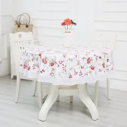 PVC Lace Round TableCloth زهرة غطاء طاولة مطبوعة لحفل حفل زفاف مقاوم للماء غطاء المأدبة