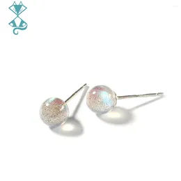 Brincos de garanhão Natural Moonstone Blue Labradorita Pedra 925 Prata de agulha prateada Ear pinos para mulheres Delicate Natal Jewelry Gift