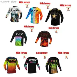 Camas de ciclismo Tops Kids Off Road Racing T-shirt Mountain Bike Jersey Enduro Bat Shirt Dech Childrens Motocross Jersey Roupos de crianças Y240410