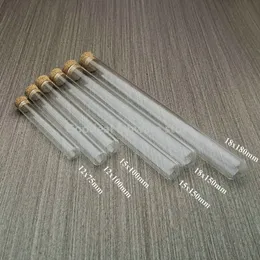 50pcs/lot DIA 12mm 13mm 15mm 18mm Clear Lab Glass Test Tube with Cork Stoppers Round Bottom Vial Container Laboratory Supplies